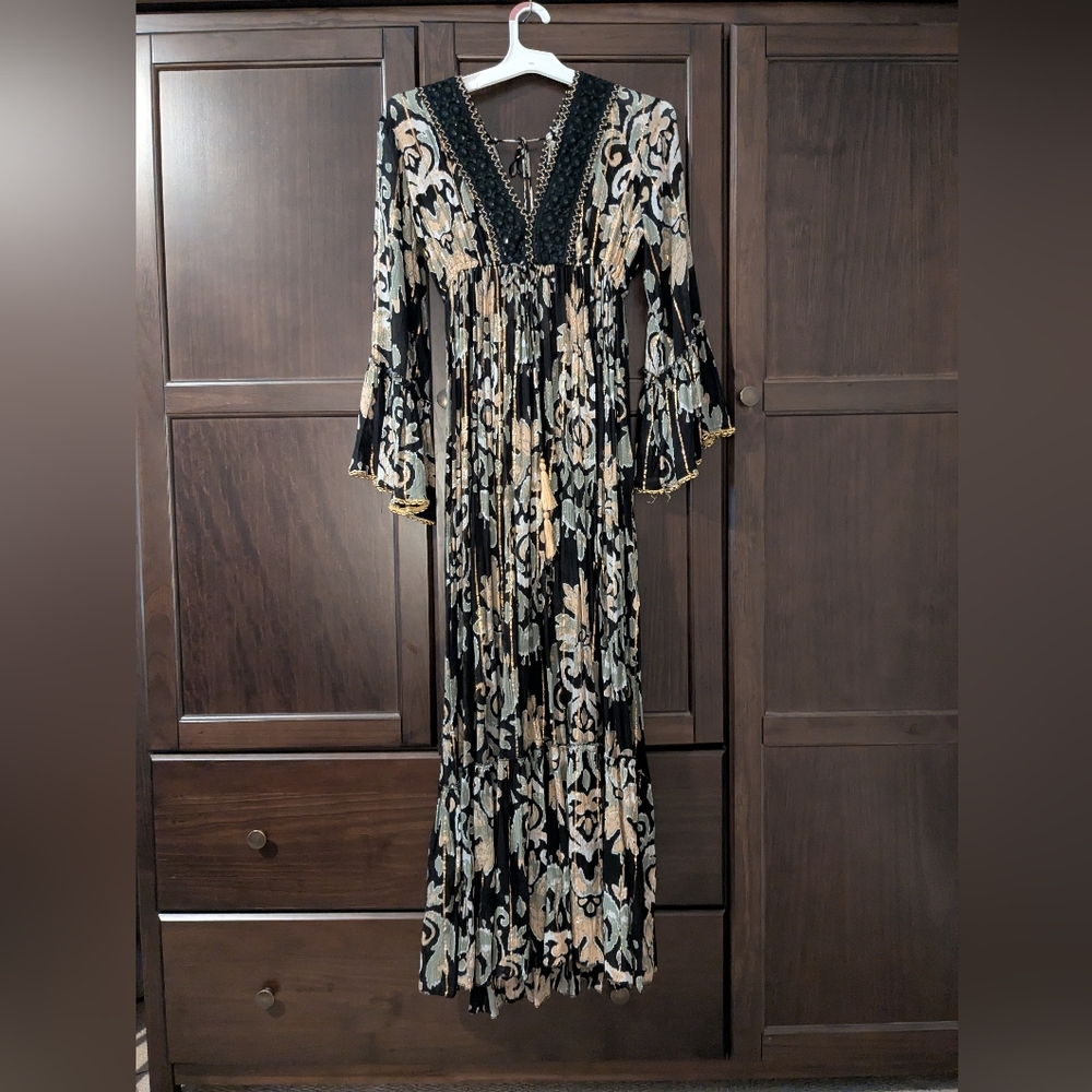 Black and Gold Boho maxi dress